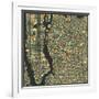 Manhattan Map-Jazzberry Blue-Framed Premium Giclee Print