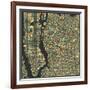 Manhattan Map-Jazzberry Blue-Framed Premium Giclee Print