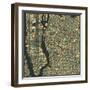 Manhattan Map-Jazzberry Blue-Framed Art Print