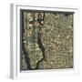 Manhattan Map-Jazzberry Blue-Framed Art Print