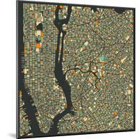 Manhattan Map-Jazzberry Blue-Mounted Art Print