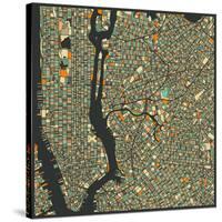 Manhattan Map-Jazzberry Blue-Stretched Canvas