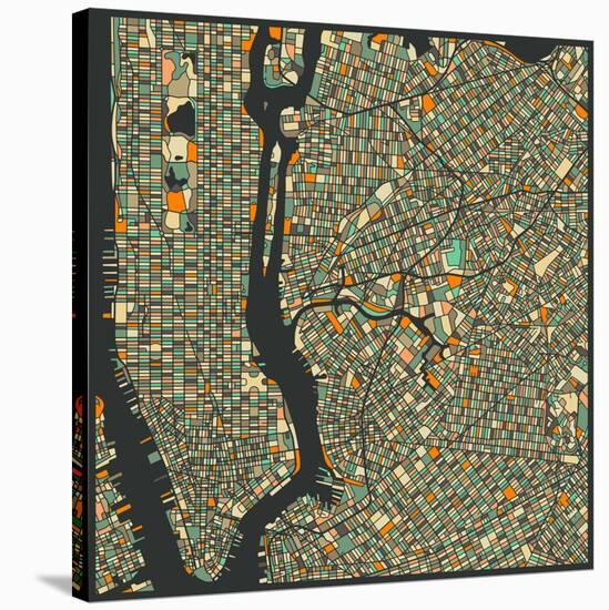 Manhattan Map-Jazzberry Blue-Stretched Canvas