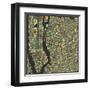 Manhattan Map-Jazzberry Blue-Framed Art Print