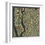 Manhattan Map-Jazzberry Blue-Framed Art Print