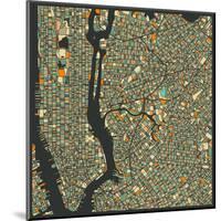 Manhattan Map-Jazzberry Blue-Mounted Art Print