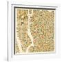 Manhattan Map-Jazzberry Blue-Framed Art Print