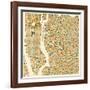 Manhattan Map-Jazzberry Blue-Framed Art Print