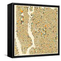 Manhattan Map-Jazzberry Blue-Framed Stretched Canvas