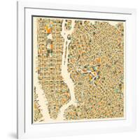 Manhattan Map-Jazzberry Blue-Framed Art Print