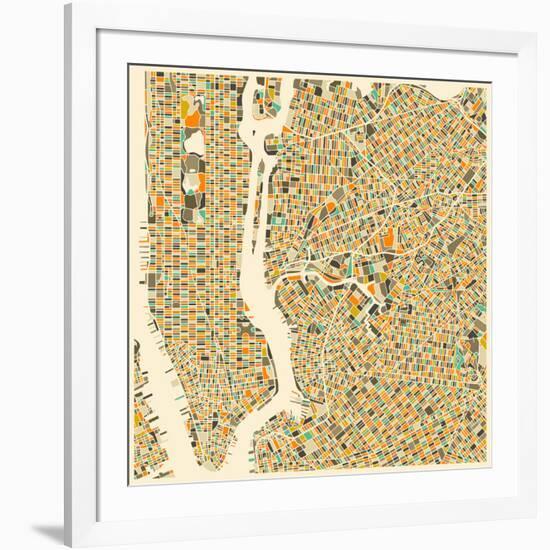 Manhattan Map-Jazzberry Blue-Framed Art Print