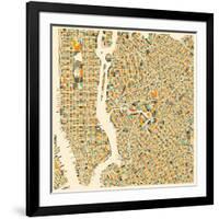 Manhattan Map-Jazzberry Blue-Framed Art Print