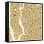 Manhattan Map-Jazzberry Blue-Framed Stretched Canvas