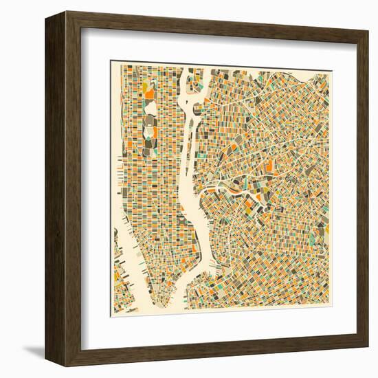 Manhattan Map-Jazzberry Blue-Framed Art Print