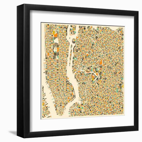 Manhattan Map-Jazzberry Blue-Framed Art Print