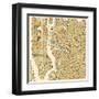 Manhattan Map-Jazzberry Blue-Framed Art Print