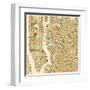 Manhattan Map-Jazzberry Blue-Framed Art Print