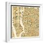 Manhattan Map-Jazzberry Blue-Framed Art Print