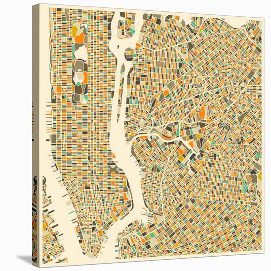 Manhattan Map-Jazzberry Blue-Stretched Canvas