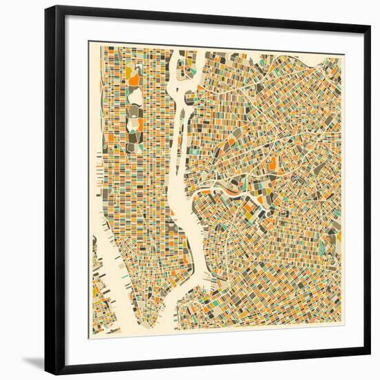 Manhattan Map-Jazzberry Blue-Framed Giclee Print