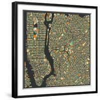 Manhattan Map-Jazzberry Blue-Framed Giclee Print