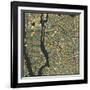 Manhattan Map-Jazzberry Blue-Framed Giclee Print