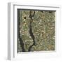 Manhattan Map-Blue Jazzberry-Framed Art Print