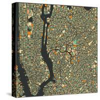 Manhattan Map-Blue Jazzberry-Stretched Canvas