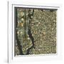 Manhattan Map-Blue Jazzberry-Framed Art Print