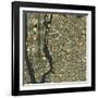 Manhattan Map-Blue Jazzberry-Framed Art Print