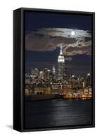Manhattan, Moonrise over the Empire State Building-Gavin Hellier-Framed Stretched Canvas