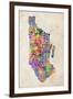 Manhattan New York Text Map-Michael Tompsett-Framed Art Print