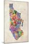 Manhattan New York Text Map-Michael Tompsett-Mounted Art Print