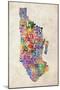 Manhattan New York Text Map-Michael Tompsett-Mounted Art Print