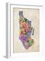 Manhattan New York Text Map-Michael Tompsett-Framed Art Print