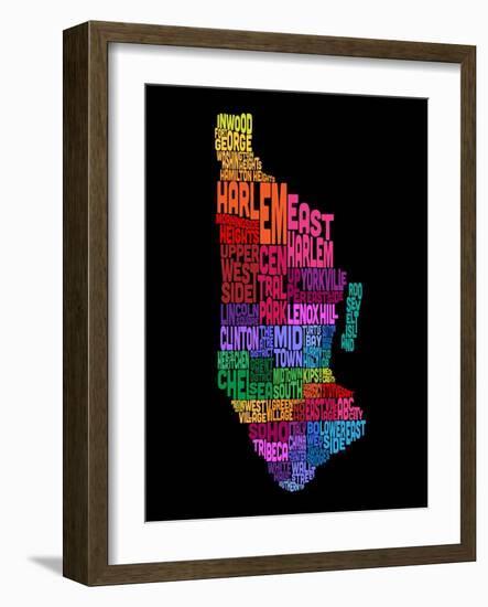 Manhattan New York Typography Text Map-Michael Tompsett-Framed Art Print