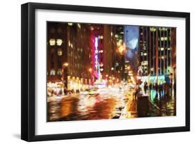 Manhattan Night II - In the Style of Oil Painting-Philippe Hugonnard-Framed Giclee Print