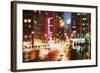 Manhattan Night II - In the Style of Oil Painting-Philippe Hugonnard-Framed Giclee Print