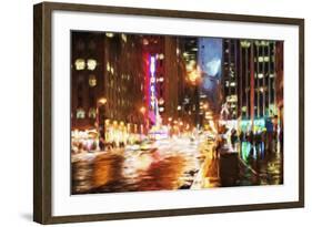 Manhattan Night II - In the Style of Oil Painting-Philippe Hugonnard-Framed Giclee Print