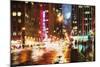 Manhattan Night II - In the Style of Oil Painting-Philippe Hugonnard-Mounted Giclee Print