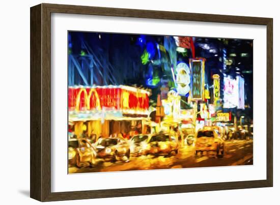 Manhattan Night III - In the Style of Oil Painting-Philippe Hugonnard-Framed Giclee Print