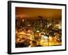 Manhattan Night Landscape with Fog-Philippe Hugonnard-Framed Photographic Print