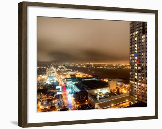 Manhattan Night Landscape with Fog-Philippe Hugonnard-Framed Photographic Print