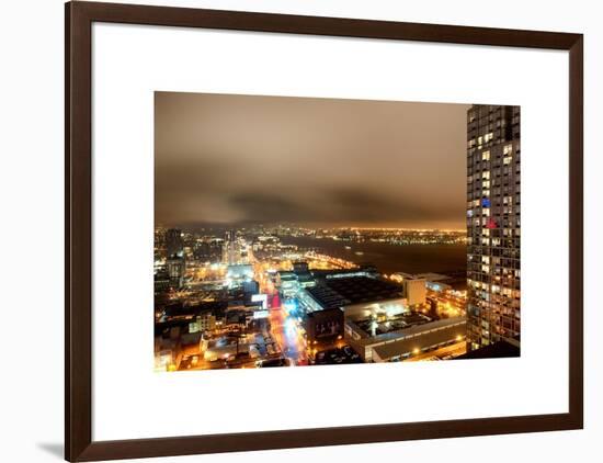 Manhattan Night Landscape with Fog-Philippe Hugonnard-Framed Art Print