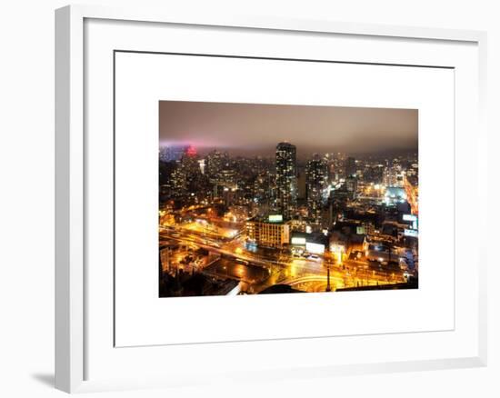 Manhattan Night Landscape with Fog-Philippe Hugonnard-Framed Art Print