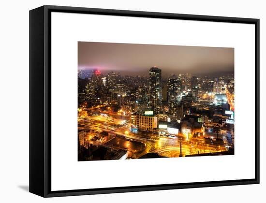 Manhattan Night Landscape with Fog-Philippe Hugonnard-Framed Stretched Canvas