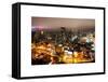 Manhattan Night Landscape with Fog-Philippe Hugonnard-Framed Stretched Canvas