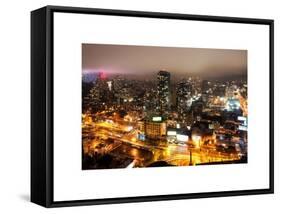 Manhattan Night Landscape with Fog-Philippe Hugonnard-Framed Stretched Canvas