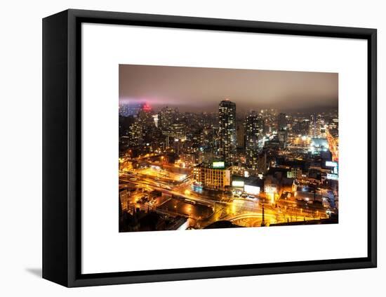 Manhattan Night Landscape with Fog-Philippe Hugonnard-Framed Stretched Canvas