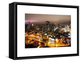 Manhattan Night Landscape with Fog-Philippe Hugonnard-Framed Stretched Canvas